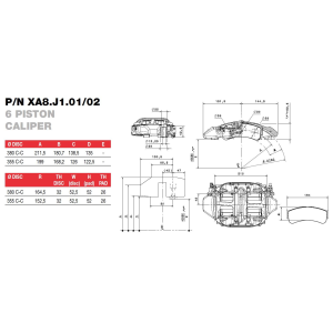 Brembo Racing 6 Kolben Karbon Sattel XA8J102