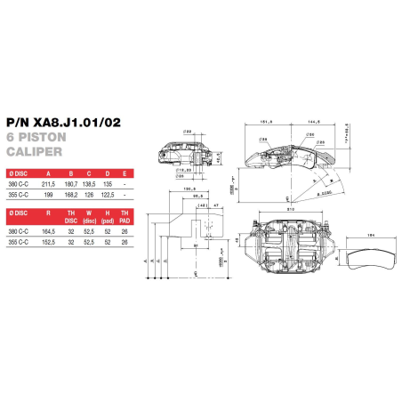 Brembo Racing 6 Kolben Karbon Sattel XA8J102