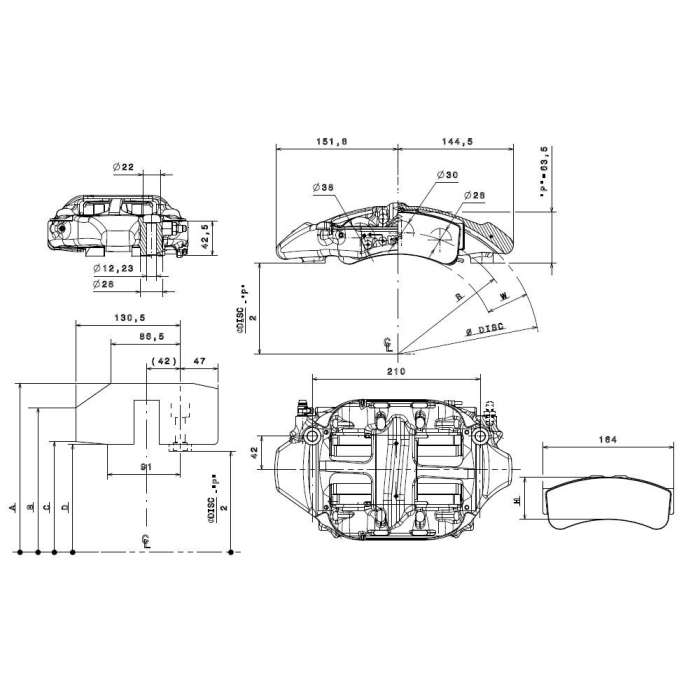 Brembo Racing 6 Kolben Karbon Sattel XA8J102