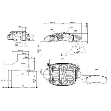 Brembo Racing 6 Kolben Karbon Sattel XA8J102