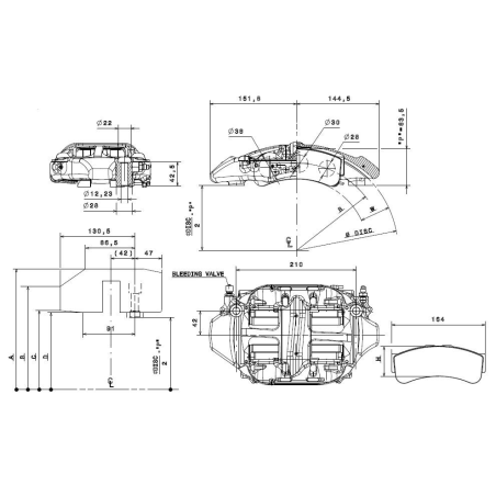 Brembo Racing 6 Kolben Karbon Sattel + valve XA8J112
