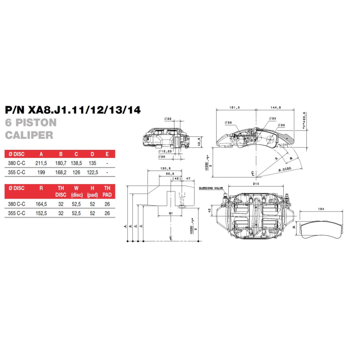 Brembo Racing 6 Kolben Karbon Sattel + valve XA8J113