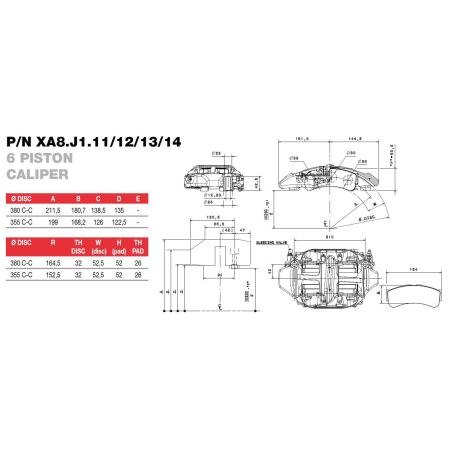 Brembo Racing 6 Kolben Karbon Sattel + valve XA8J113