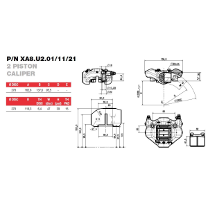 Brembo Racing 2 Kolben Forged Sattel XA8U201