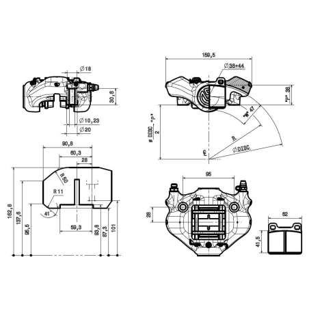 Brembo Racing 2 Kolben Forged Sattel XA8U211