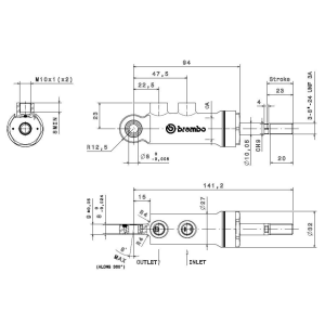 Brembo Racing Master Hauptbremszylinder (Pedal box) XB2E4A0