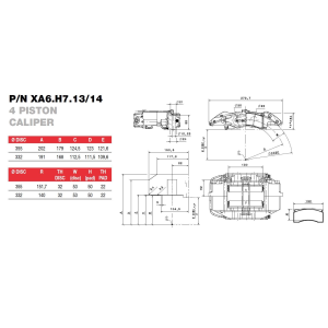 Brembo Racing 4 Kolben Sattel XA6H713