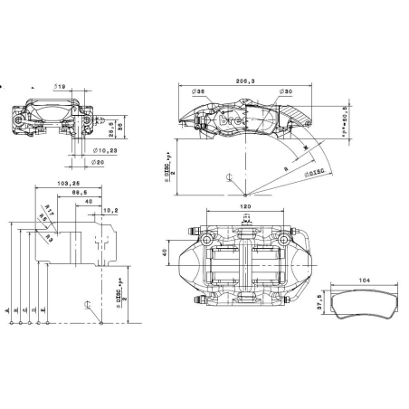 Brembo Racing 4 Kolben F3 Sattel XA6S003
