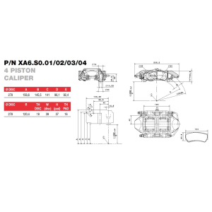Brembo Racing 4 Kolben F3 Sattel XA6S004