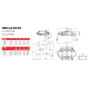 Brembo Racing 4 Kolben Sattel XB0L253