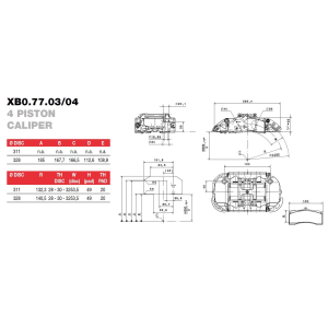 Brembo Racing 4 Kolben Sattel XB07703