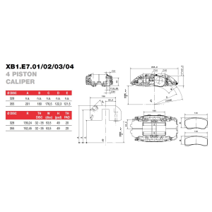 Brembo Racing 4 Kolben Sattel XB1E702
