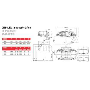 Brembo Racing 4 Kolben Sattel XB1E712