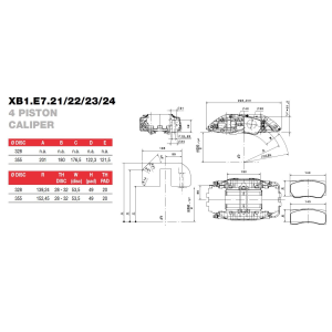 Brembo Racing 4 Kolben Sattel XB1E722