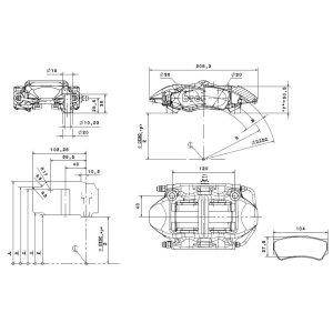 Brembo Racing 4 Kolben F3 Sattel XA6S022