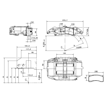 Brembo Racing 4 Kolben Sattel XA2E714