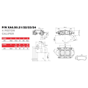 Brembo Racing 4 Kolben F3 Sattel XA6S024