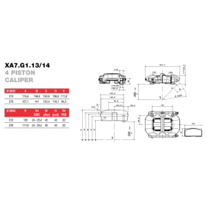 Brembo Racing 4 Kolben FORGED Sattel XA7G114