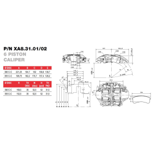 Brembo Racing 6 Kolben GT Sattel XA83101