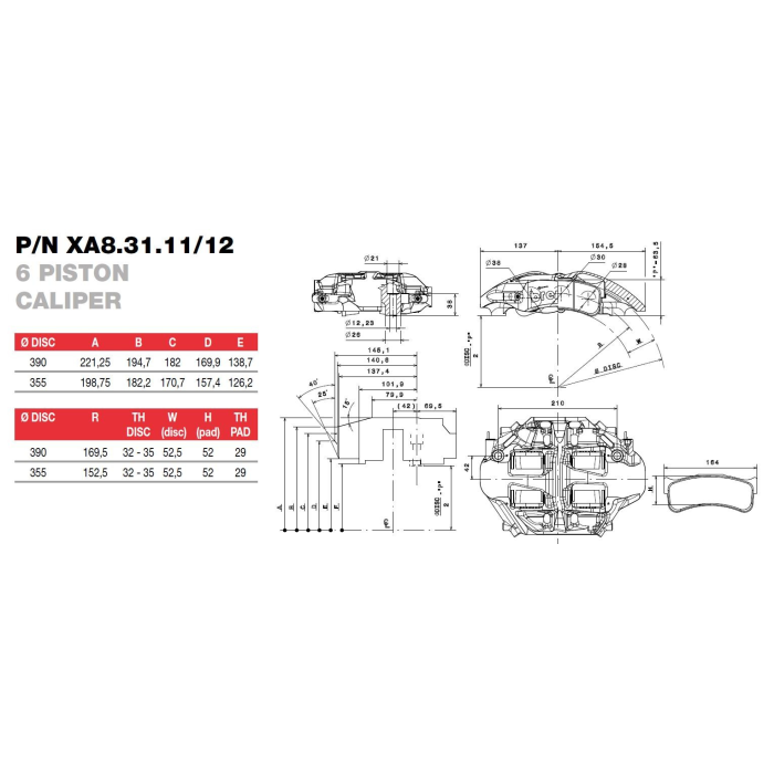 Brembo Racing 6 Kolben GT Sattel XA83111