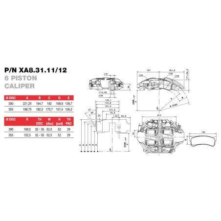 Brembo Racing 6 Kolben GT Sattel XA83111