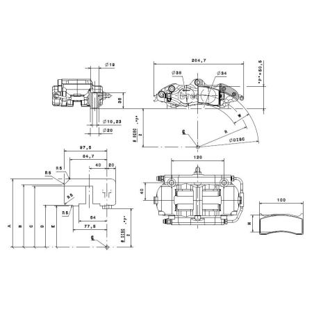 Brembo Racing 4 Kolben F3 Sattel XA41004
