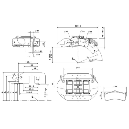 Brembo Racing 6 Kolben Sattel XA4F102